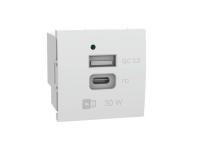 foto noticia Módulo 45x45 con dos cargadores USB para puestos de trabajo.